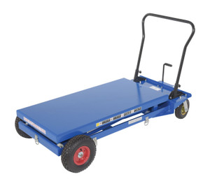 Vestil Steel Rough Terrain Elevating Cart - 24 In. x 48 In. 1000 lb - Blue
