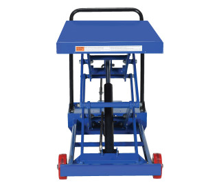Vestil Steel Premium Double Scissor Lift Cart with Foot Release - 24 In. x 40-1/2 In. 1000 lb - Blue