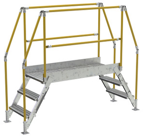 Vestil Galvanized Steel Crossover Ladder - 3 Step 23-1/2 In. x 60 In. 500 lb - Silver