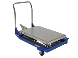 Vestil Partially Stainless Steel Foot Pump Powered Scissor Cart - 48 In. x 40 In. 1500 lb Blue / - Yellow