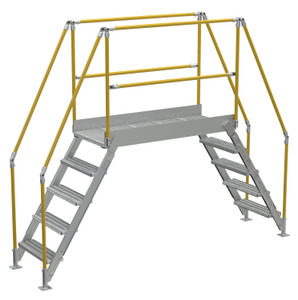 Vestil Aluminum Crossover Ladder 5 Step - 60 x 29-1/8 In. Platform 500 lb - Silver