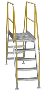 Vestil Aluminum Crossover Ladder 5 Step - 60 x 29-1/8 In. Platform 500 lb - Silver