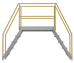 Vestil Aluminum Crossover Ladder 5 Step - 60 x 29-1/8 In. Platform 500 lb - Silver