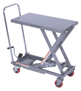 Vestil Aluminum Hydraulic Elevating Cart with Foot Pump - 15-3/4 In. x 27 In. 220 lb - Silver
