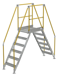 Vestil Galvanized Steel Crossover Ladder - 6 Step 23.5 In. x 36 In. 500 lb - Silver