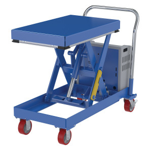Vestil Steel 12V DC Hydraulic Elevating Cart - 20 In. x 33 In. 500 lb - Blue