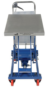 Vestil Steel Hydraulic Scissor Cart - 27-1/2 In. x 17-1/2 In. 400 lb - Blue