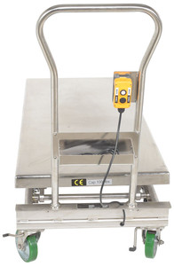 Vestil Stainless Steel12V DC Long Deck Cart - 1000 lb - Silver