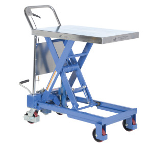 Vestil Steel Single Scissor Hydraulic Elevating Cart - 32 In. x 18-3/4 In. 750 lb - Blue/Silver