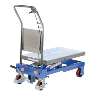 Vestil Steel Single Scissor Hydraulic Elevating Cart - 32 In. x 18-3/4 In. 750 lb - Blue/Silver