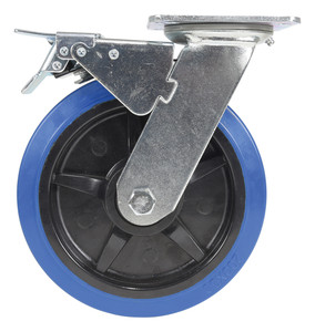 Vestil Elastic Rubber Swivel With Total Brake Caster - 8 In. Diameter x 2 In. Width 770 lb - Blue/Black