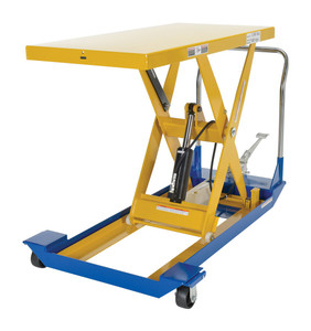 Vestil Steel Foot Pump Scissor Cart - 48 In. x 24 In. 1500 lb Blue / - Yellow