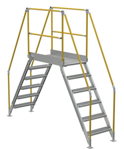 Vestil Aluminum Crossover Ladder 6 Step - 48 x 29-1/8 In. Platform 500 lb - Silver