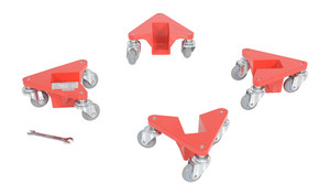 Vestil Aluminum Corner Mover Dolly Narrow Slot - 4 Pack 200 lb - Red