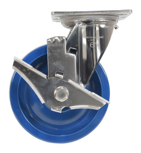 Vestil Solid Polyurethane Swivel With Brake Caster - 6 In. Diameter x 2 In. Width 1200 lb Dark - Blue