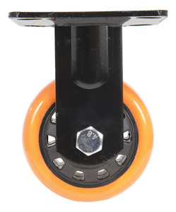 Vestil Polyurethane Rigid Caster - 4 In. Diameter x 2 In. Width 594 lb - Orange/Black
