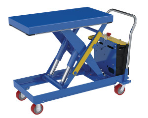 Vestil Steel 12V DC Hydraulic Elevating Cart - 20 In. x 40 In. 2500 lb - Blue