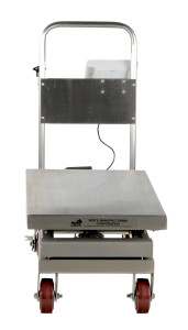 Vestil Partially Stainless Steel Scissor Cart with Scale - 19-1/2 In. x 32 In. 500 lb - Blue/Silver