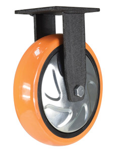 Vestil Polyurethane Rigid Caster - 8 In. Diameter x 2 In. Width 925 lb - Orange/Silver