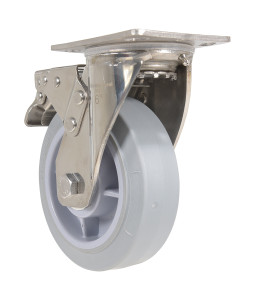 Vestil Thermoplastic Rubber Swivel With Total Brake Caster - 6 In. Diameter x 2 In. Width 600 lb - Gray