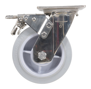 Vestil Thermoplastic Rubber Swivel With Total Brake Caster - 6 In. Diameter x 2 In. Width 600 lb - Gray