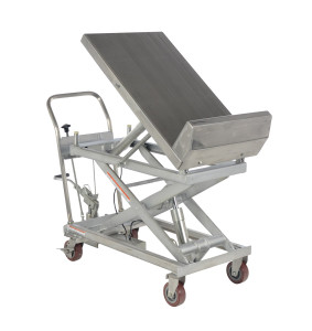 Vestil Partially Stainless Steel Lift and Tilt Carts with Sequence Select - 22 In. x 33-1/2 In. 1000 lb - Blue