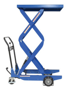 Vestil Steel Double Scissor Cart with Hand Release - 23-5/8 In. x 35-7/16 In. 400 lb - Blue