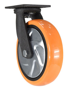 Vestil Polyurethane Swivel Caster - 8 In. Diameter x 2 In. Width 925 lb - Orange/Silver