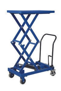 Vestil Steel Premium Double Scissor Cart with Foot Release - 19.5 In. x 33 In. 300 lb - Blue