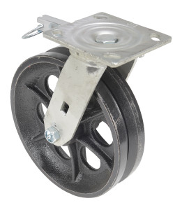 Vestil Ductile Steel V-Groove Swivel With - 4-Position Lock Caster 8 In. Diameter x 2 In. Width - Black