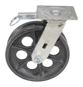 Vestil Ductile Steel V-Groove Swivel With - 4-Position Lock Caster 8 In. Diameter x 2 In. Width - Black