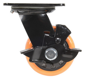 Vestil Polyurethane Swivel With Brake Caster - 4 In. Diameter x 2 In. Width 594 lb - Orange/Black