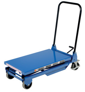 Vestil Steel Premium Double Scissor Cart with Foot Release - 18 In. x 30 In. 300 lb - Blue