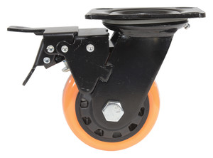 Vestil Polyurethane Swivel With Total Brake Caster - 4 In. Diameter x 2 In. Width 594 lb - Orange/Black
