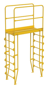 Vestil Steel Vertical Crossover Ladder - 7 Step 44 In. Width 500 lb - Yellow