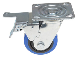 Vestil Elastic Rubber Swivel With Total Brake Caster - 4 In. Diameter x 2 In. Width 550 lb - Blue/Black