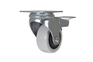 Vestil Polypropylene Swivel With Total Brake Caster - 3 In. Diameter x 1 In. Width 176 lb Light - Gray/Black