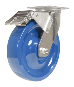 Vestil Solid Polyurethane Swivel With Total Brake Caster - 8 In. Diameter x 2 In. Width 1400 lb Dark - Blue