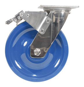 Vestil Solid Polyurethane Swivel With Total Brake Caster - 8 In. Diameter x 2 In. Width 1400 lb Dark - Blue