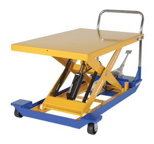 Vestil Steel Foot Pump Powered Scissor Cart - 48 In. x 32 In. 1000 lb Blue / - Yellow