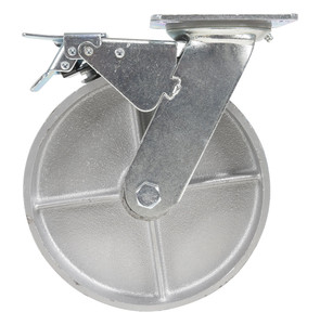 Vestil Cast Iron/Steel Swivel With Total Brake Caster - 8 In. Diameter x 2 In. Width 1760 lb - Silver