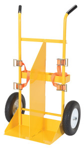 Vestil Steel Cylinder Torch Cart with Foam Filled Wheels - 22-13/16 In. x 34-1/2 In. x 57 In. 500 lb - Yellow