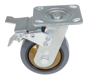 Vestil Rubber Swivel With Total Brake Caster - 5 In. Diameter x 2 In. Width 661 lb Dark - Gray/Gold
