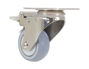 Vestil Thermoplastic Rubber Swivel With Total Brake Caster - 3 In. Diameter x 1 In. Width 225 lb - Gray