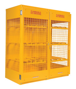 Vestil Steel Horizontal Cylinder Cabinet - 32 In. x 60 In. x 68-1/4 In. 16 Cylinder - Yellow