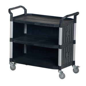 Vestil Steel Commercial Cart with Panels and - 3 Shelves 43 In. x 20 In. 550 lb - Black