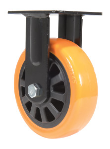 Vestil Polyurethane Rigid Caster - 6 In. Diameter x 2 In. Width 836 lb - Orange/Black