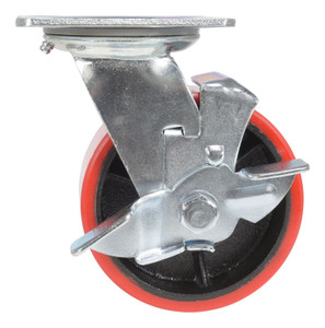 Vestil Polyurethane Swivel With Brake Caster - 5 In. Diameter x 2 In. Width 990 lb - Red/Black