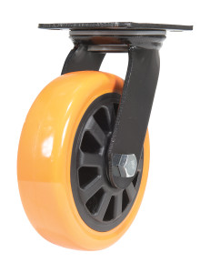 Vestil Polyurethane Swivel Caster - 6 In. Diameter x 2 In. Width 836 lb - Orange/Black