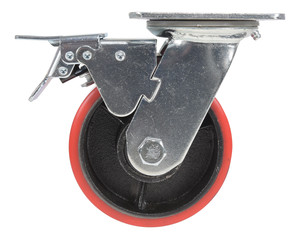 Vestil Polyurethane Swivel With Total Brake Caster - 5 In. Diameter x 2 In. Width 990 lb - Red/Black